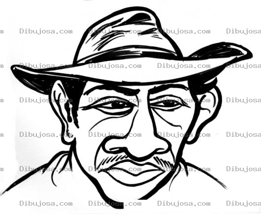 Dibujo para colorear Dibujo De Campesino Con Bigote Ralo Para Pintar Y Colorear
