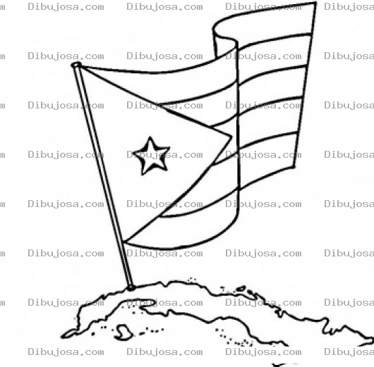 Dibujo para colorear Isla De Cuba Dibujo De Bandera Cubana Para Pintar Y Colorear La Bandera De Cuba Sobre El Mapa De Cuba