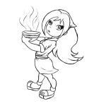 Dibujo para colorear Dibujo De Nina Con Un Pocillo De Sopa Para Pintar Y Colorear