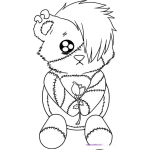 Dibujo para colorear Dibujo De Osito Emo Remendadno Con Una Flor En Las Manos Para Pintar Y Colorear