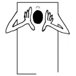 Dibujo para colorear Dibujo De Una Hoja Con Boca Para Pintar Y Colorear Cartel En Blanco Gritando Para Pintar Y Colorear