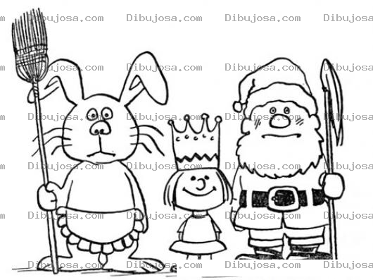Dibujo para colorear Dibujo De Conejo Con Escoba Principito Y Santa Claus Para Pintar Y Colorear