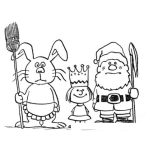 Dibujo para colorear Dibujo De Conejo Con Escoba Principito Y Santa Claus Para Pintar Y Colorear