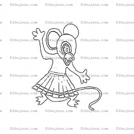 Dibujo para colorear Dibujo De Ratoncita Con Falda Para Pintar Y Colorear
