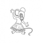 Dibujo para colorear Dibujo De Ratoncita Con Falda Para Pintar Y Colorear