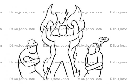 Dibujo para colorear Quemaduras En La Piel Dibujo De Hombre En Llamas Para Pintar Y Colorear Hombre Agarrando Fuego