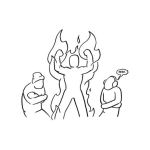 Dibujo para colorear Quemaduras En La Piel Dibujo De Hombre En Llamas Para Pintar Y Colorear Hombre Agarrando Fuego