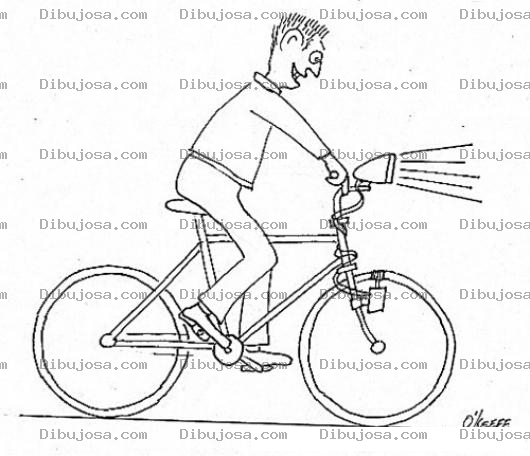 Dibujo para colorear Dinamo De Bicicleta Dibujo De Hombre Manejando Una Bicicleta Con Luz De Dinamo Para Pintar Y Colorear