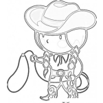 Dibujo para colorear Dibujo De Vaquerita Con Sombrero Lazo Y Botas Vaqueras Para Pintar Y Colorear