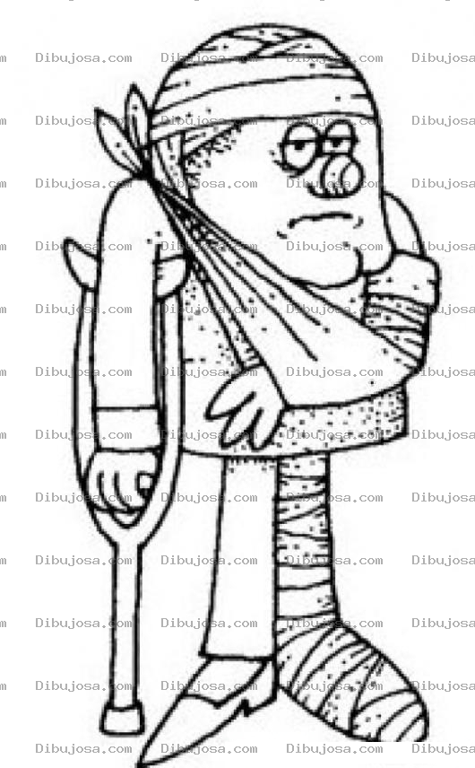 Dibujo para colorear Dibujo De Hombre Quebrado Con Muleta Para Pintar Y Colorear