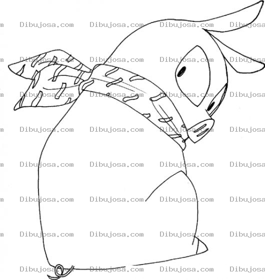 Dibujo para colorear Marranito Pechan De Espaldas Para Pintar Y Colorear