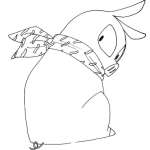 Dibujo para colorear Marranito Pechan De Espaldas Para Pintar Y Colorear
