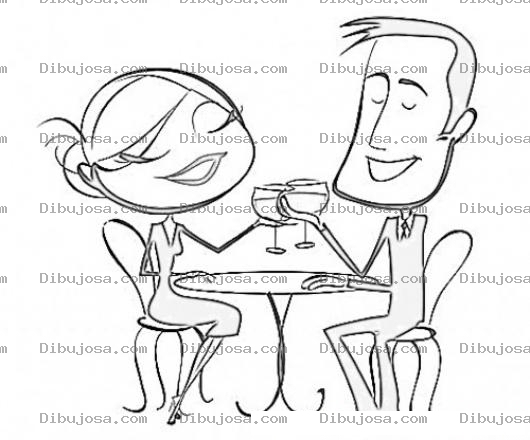 Dibujo para colorear Vino Tinto Dibujo De Una Pareja Tomando Vino En Un Restaurante Para Pintar Y Colorear Copas De Vino