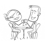 Dibujo para colorear Vino Tinto Dibujo De Una Pareja Tomando Vino En Un Restaurante Para Pintar Y Colorear Copas De Vino