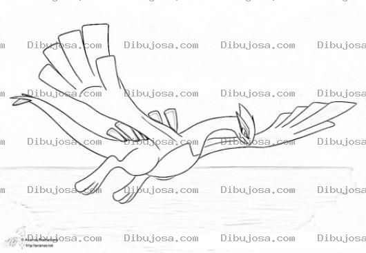 Dibujo para colorear Dibujo De Pajaro Jurasico Sobrevolando El Mar Para Pintar Y Colorear