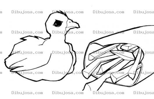 Dibujo para colorear Pollo Con Papas Fritas Para Pintar Y Colorear
