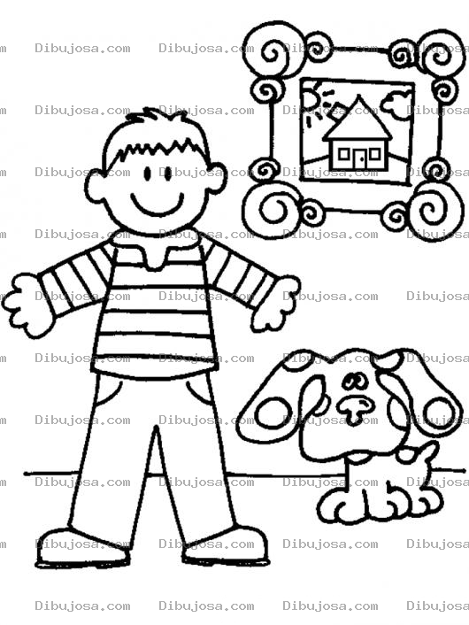 Dibujo para colorear Dibujo De Nino Con Su Perro Blue Para Pintar Y Colorear