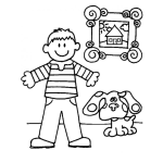 Dibujo para colorear Dibujo De Nino Con Su Perro Blue Para Pintar Y Colorear