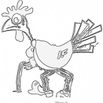 Dibujo para colorear Dibujo De Gallo Viejo Con Baston Para Pintar Y Colorear