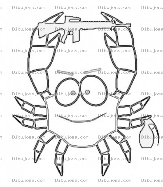 Dibujo para colorear Dibujo De Cangrejo Terrorista Para Pintar Y Colorear Cangrejo Guerrillero
