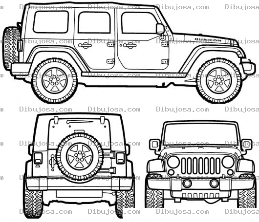 Dibujo para colorear Jeep Wrangler Dibujo De Jeep 4x4 Para Pintar Y Colorear