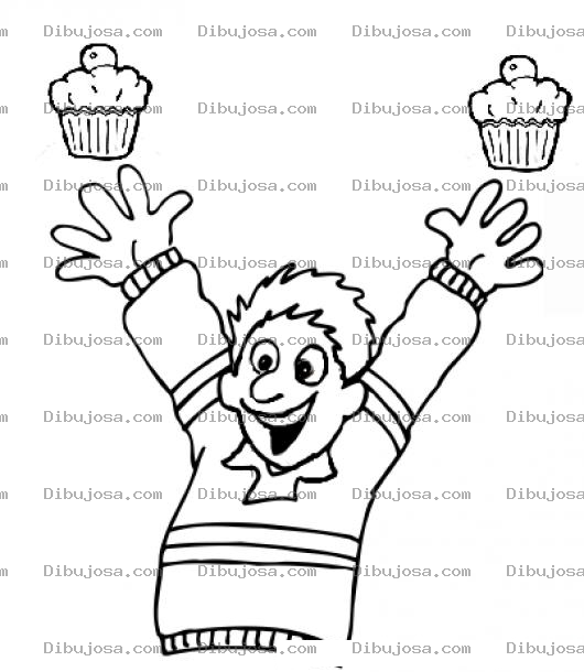 Dibujo para colorear Dibujo De Hombre Tirando Dos Pastelitos A La Chingada Para Pintar Y Colorear