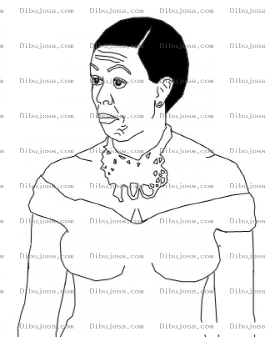 Dibujo para colorear Dibujo De Vieja Cara Larga Con Vestido De Noche Y Collar De Perlas Para Pintar Y Colorear