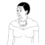 Dibujo para colorear Dibujo De Vieja Cara Larga Con Vestido De Noche Y Collar De Perlas Para Pintar Y Colorear