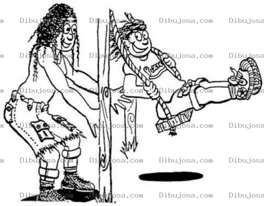 Dibujo para colorear Dibujo De Mama Punk Columpiando A Su Hija En El Columpio Para Pintar Y Colorear