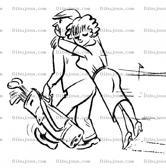 Dibujo para colorear Dibujo De Una Esposa Del Golfista Enamorada Para Pintar Y Colorear