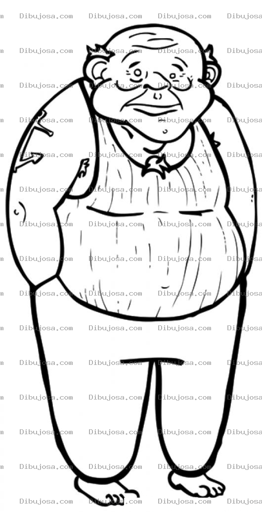 Dibujo para colorear Tatuajes En La Vejez Dibujo De Abuelito Tatuado Para Pintar Y Colorear