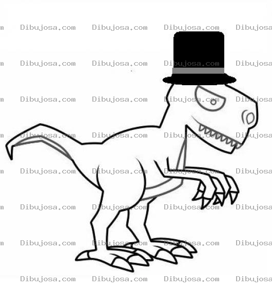 Dibujo para colorear Dibujo De Dinosaurio Con Sombrero Para Pintar Y Colorear