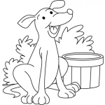 Dibujo para colorear Dibujo De Perro En El Patio Para Pintar Y Colorear