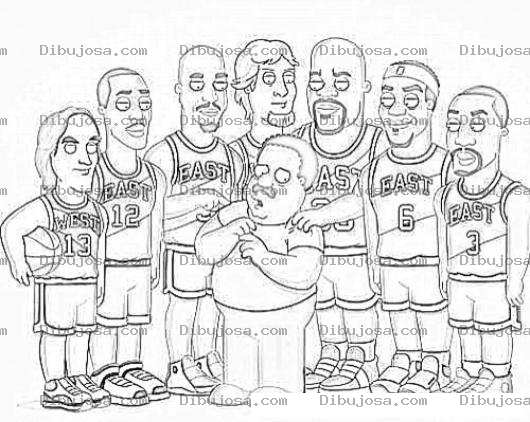 Dibujo para colorear Jugadores De Basket Ball Para Pintar Y Colorear Basquetbolistas