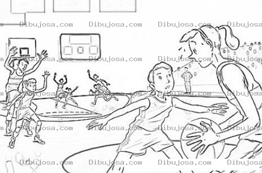 Dibujo para colorear Baloncesto Femenino Dibujo De Mujeres Basquetbolistas Para Pintar Y Colorear Un Partido De Basquet De Mujeres
