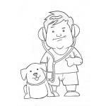 Dibujo para colorear El Mejor Amigo Del Hombre Dibujo De Hombre Escuchando Musica A La Par De Su Perro Para Pintar Y Colorear