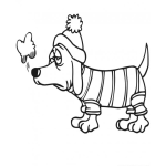 Dibujo para colorear Dibujo De Perro Resfriado Con Gripe Para Pintar Y Colorear