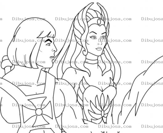 Dibujo para colorear Dibujo De Shera Con Heman Para Pintar Y Colorear