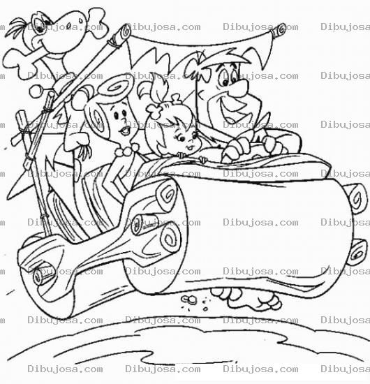 Dibujo para colorear Troncomobil Dibujo De Los Picapiedras En Su Carro Troncomovil Para Pintar Y Colorear A Pedro Vilma Pebles Y Dino