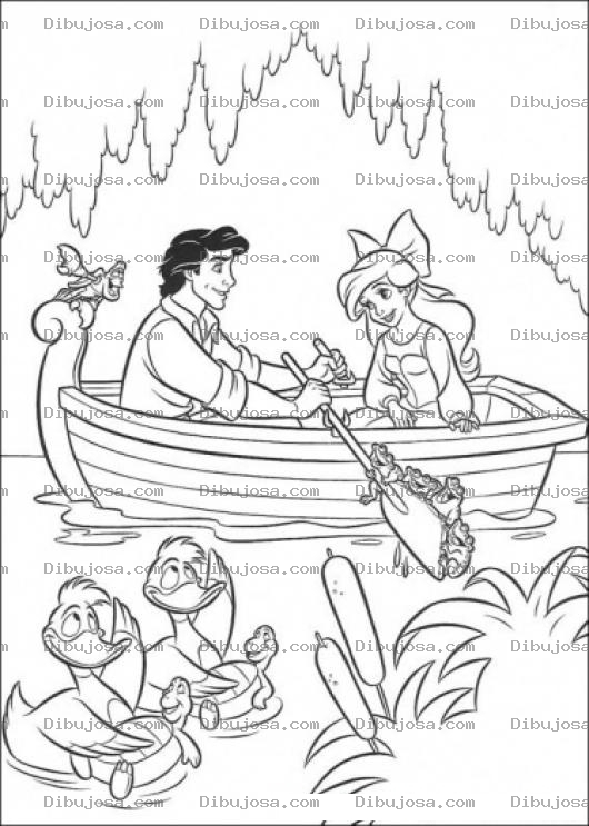 Dibujo para colorear Dibujo De Princesa Y Principe Paseando En Bote De Remos Para Pintar Y Colorear
