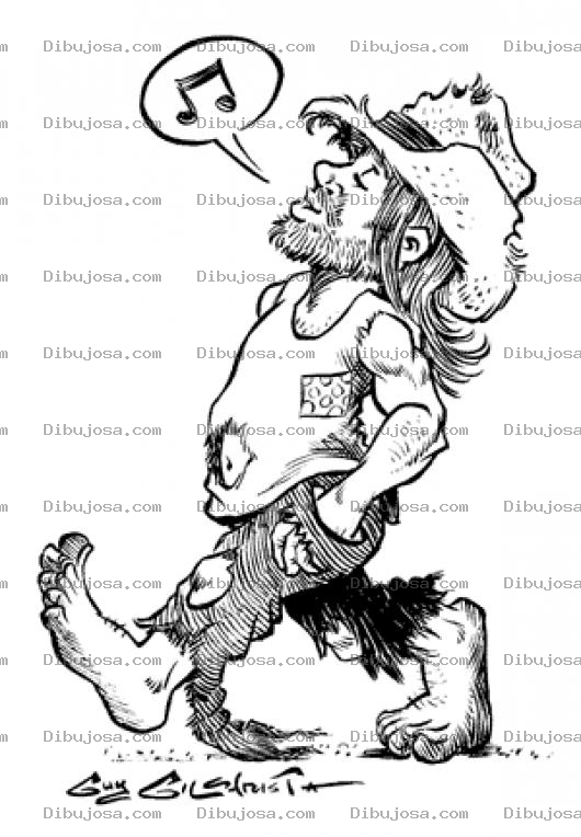 Dibujo para colorear Pobre Pero Feliz Dibujo De Hombre Pobre Pero Optimista Y Contento Para Pintar Y Colorear