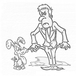 Dibujo para colorear Sin Dinero Para Comprarle Comida Al Perro Dibujo De Hombre Sin Un Len Mostrandole A Su Chucho Que No Le Puede Comprar Concentrado