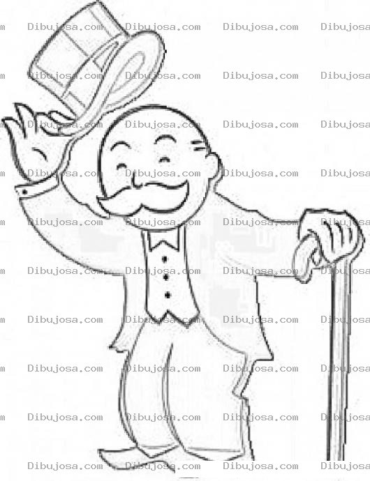 Dibujo para colorear Juego De Monopolio Online Dibujo Del Viejito Rico Y Millonario Del Monopoly Saludando Con Su Sombrero Para Pintar Y Colorear