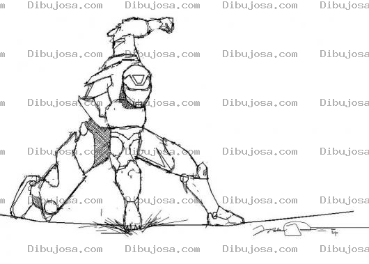 Dibujo para colorear Dibujo De Ironman Pegandole Al Suelo Para Pintar Y Colorear