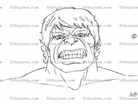 Dibujo para colorear Dibujo De La Cara De Hulk Para Pintar Y Colorear