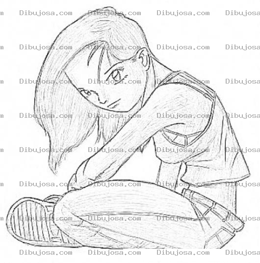Dibujo para colorear Dibujo De Chica Incomprendida Y Triste Para Pintar Y Colorear