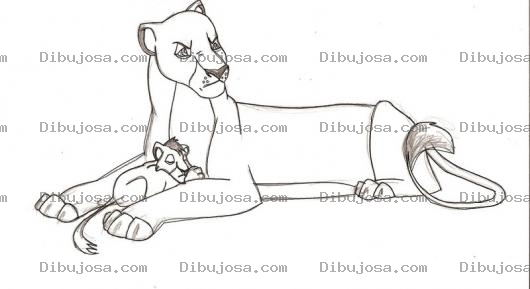 Dibujo para colorear Dibujo De Leona Cuidando A Su Cachorro Para Pintar Y Colorear