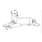 Dibujo para colorear Dibujo De Leona Cuidando A Su Cachorro Para Pintar Y Colorear