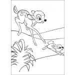 Dibujo para colorear Bambi persiguiendo al conejo