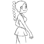 Dibujo para colorear Dibujo De Muchacha En Mini Falda Para Pintar Y Colorear